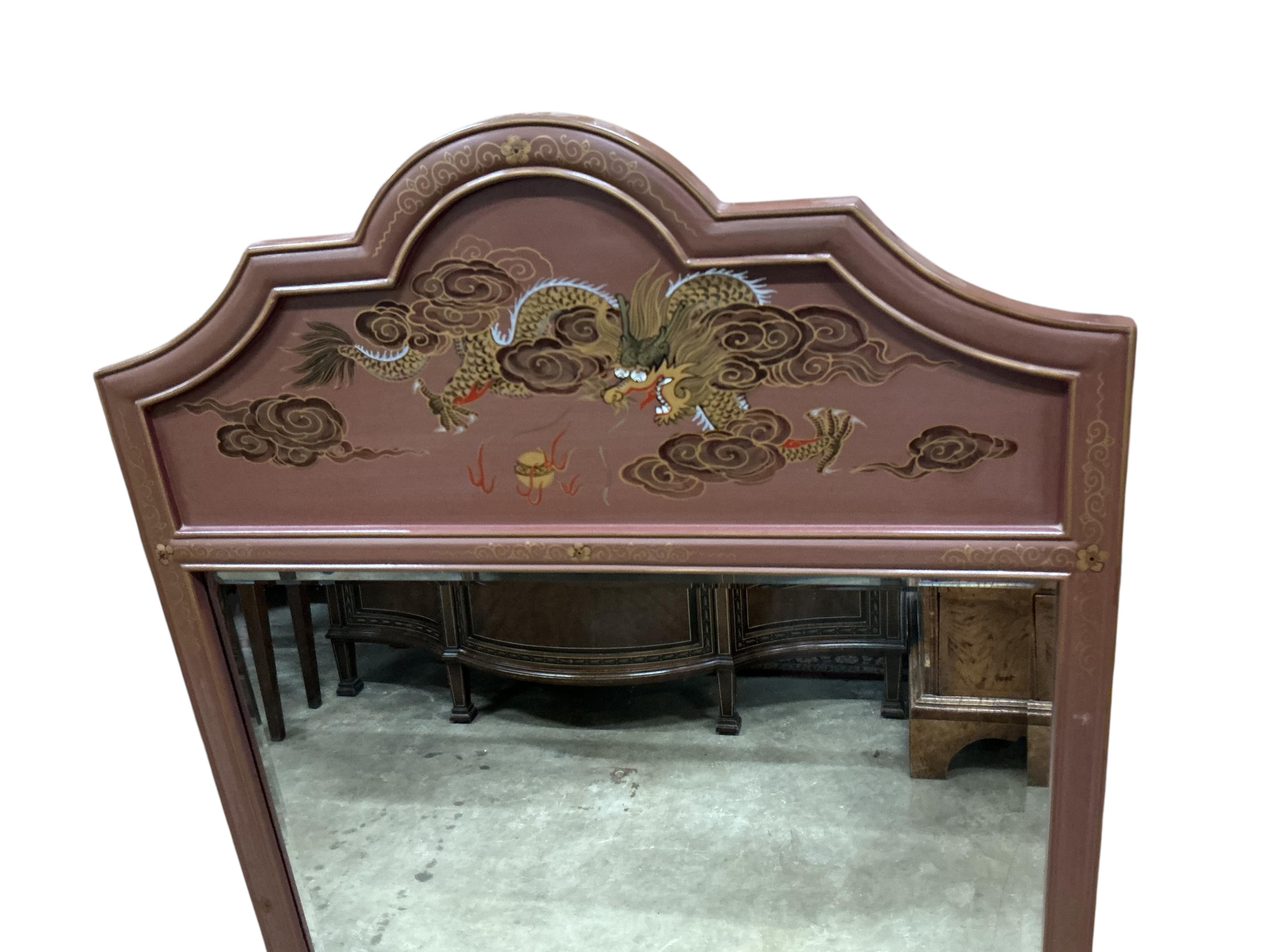 A Chinese lacquer wall mirror, width 75cm, height 107cm